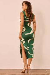 Attached Knit Midi Dress - Forest Green