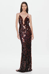 Misha Sapphire Sequin Maxi Dress - Fig