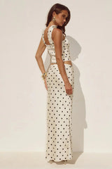 Blaine Maxi Skirt - Cream/Black Polka