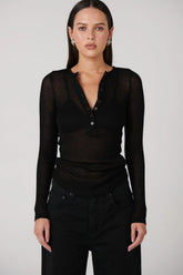 Xavier Button Top - Black