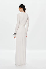 Misha Glacier Cupro Long Sleeve Maxi Dress - Ivory