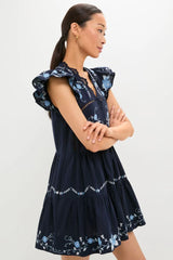 Exclusive Navy Edwina Embroidery Tunic Dress
