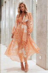 Here & There Maxi Dress - Orange