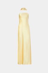 Misha Lilia Satin Gown - Soft Yellow