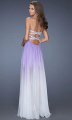 La Femme Strapless Ombre High-Low Prom Dress