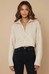 Jax Crop Jumper - Beige