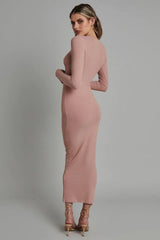 Long Sleeve Maxi Dress - Nude