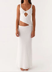 Livette - White Crochet Maxi Dress