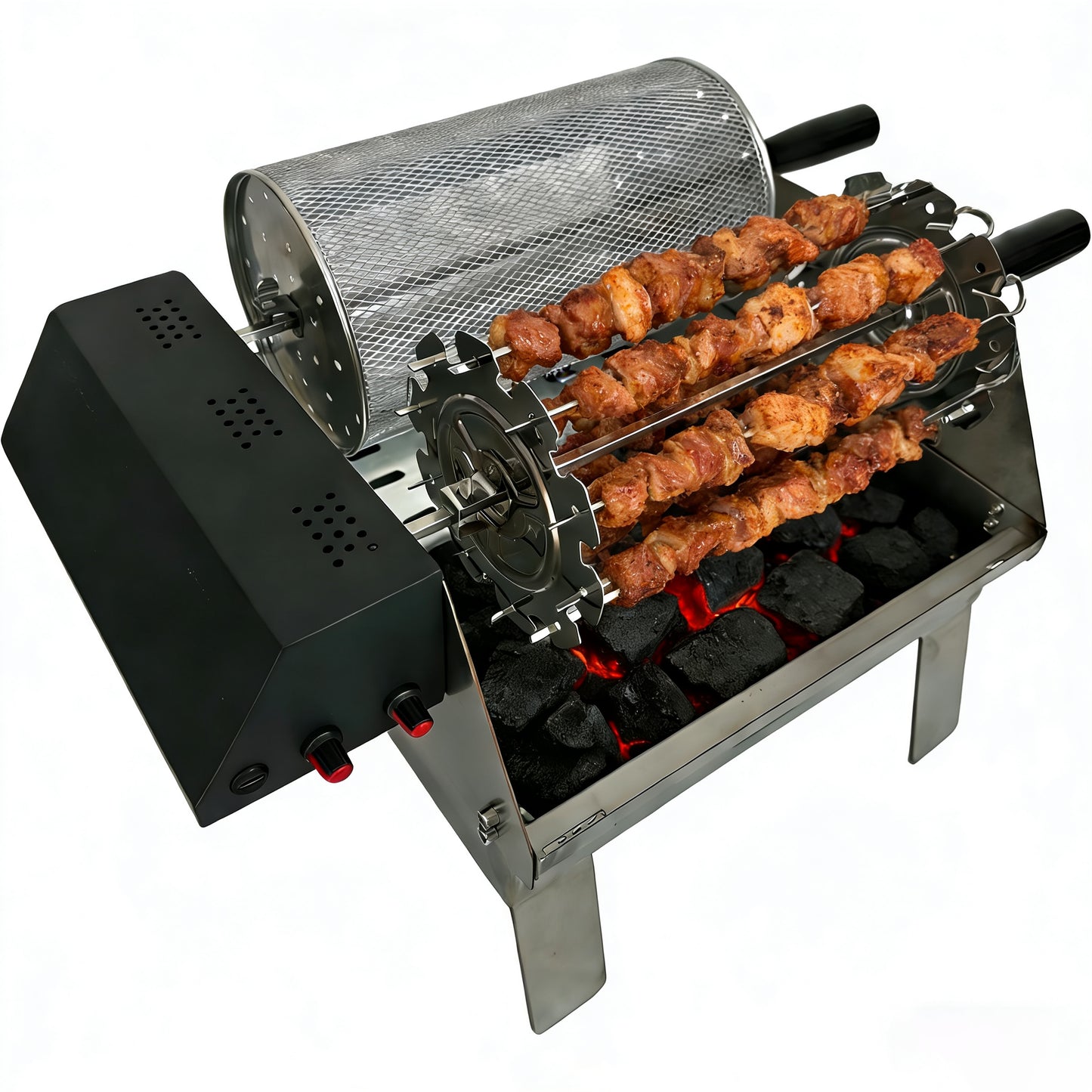 360° Auto-Rotate Portable Rotisserie Charcoal Grill