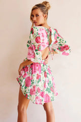 Rose Garden Mini Dress - Pink Multi