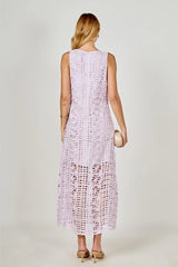 Arie Summer Crocheted Midi Dress - Lilac