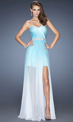 La Femme Strapless Ombre High-Low Prom Dress