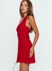 Oneida Halter Mini Dress Red
