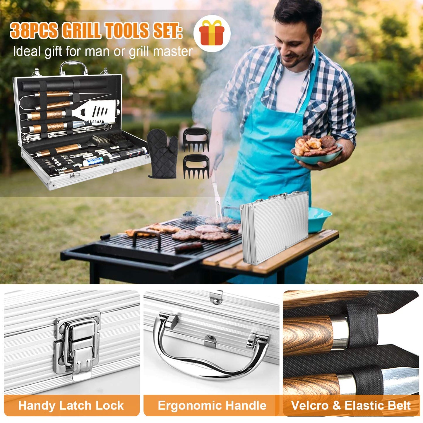 38-Piece Premium BBQ Grill Tool Set with Aluminum Storage Case 🔥