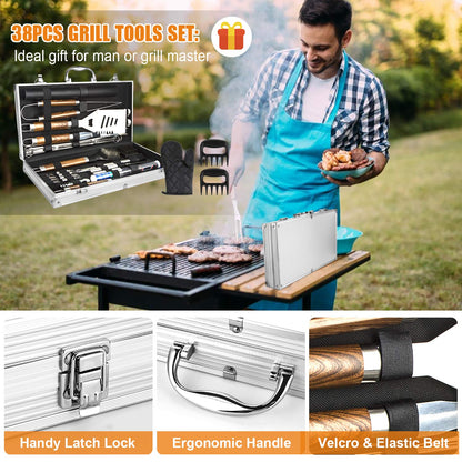 38-Piece Premium BBQ Grill Tool Set with Aluminum Storage Case 🔥