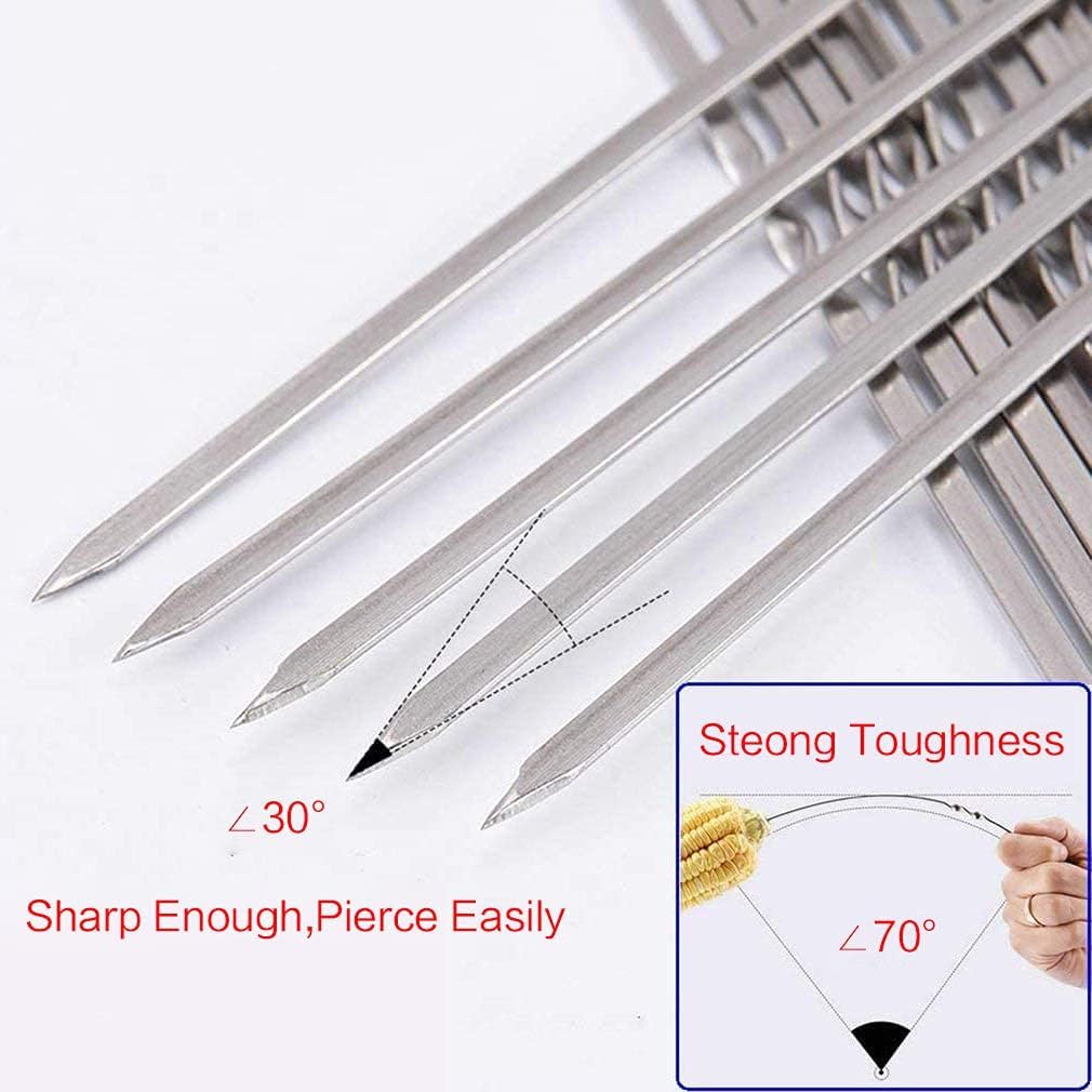 Premium Stainless Steel BBQ Skewers – 60 Pack Reusable Kabob Sticks