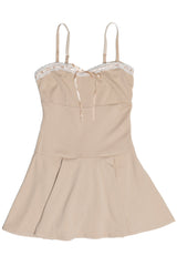 Pleated Drop Waist Romper Dress