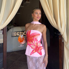 Viretta – Floral Sleeveless Top with Scarf